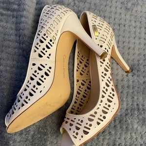 Calvin Klein white cutout pump, size 6.5
